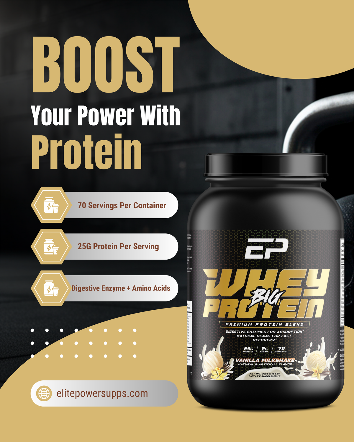BIG XL Vanilla Whey Protein (70 Servings)